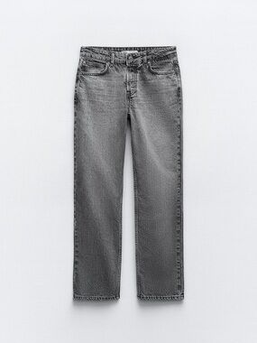 Zara Women's Straight Leg Jeans - Light Washed Gray
